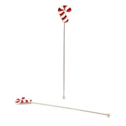 Budget 🎁 Bars 🍬 Candy Cane Pendant Stirrers - Stainless Steel - Set Of 2 🔥