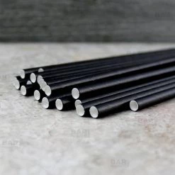 Coupon 👍 Bars BarConic® Biodegradable Black Paper Straws - 7 3/4" - 100 Pack 🥰 -Outlet Bars Store paper straws black bpc 3 800x