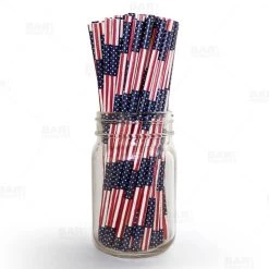 Buy 🥰 Bars BarConic® Biodegradable USA Flag Paper Straws - 7 3/4" - 100 Pack ✔️