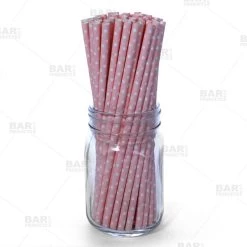 Best Sale 🎉 Bars BarConic® Pink Dot Paper Straws - 100 Pack 😍
