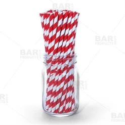 Best Sale 🤩 Bars BarConic® Red Stripe Paper Straws - 100 Pack 🛒