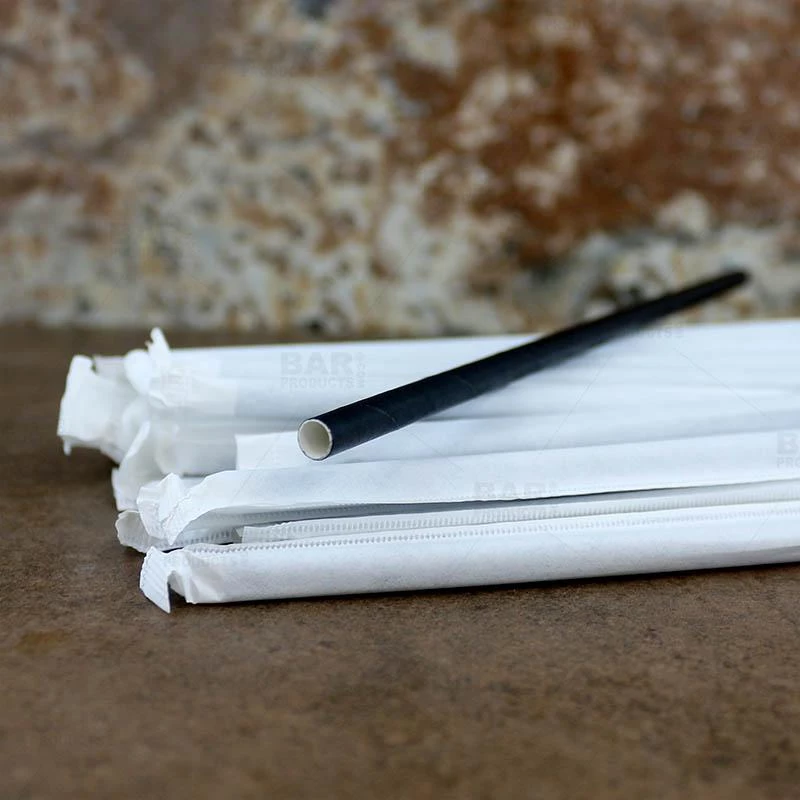 Best Sale 🔥 Bars BarConic® Biodegradable Solid Black Wrapped Paper Straws - 7 3/4" - 100 Pack 🔥 5 Best Sale 🔥 Bars BarConic® Biodegradable Solid Black Wrapped Paper Straws - 7 3/4" - 100 Pack 🔥 - Image 5