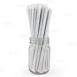 Best Sale 🔥 Bars BarConic® Biodegradable Solid Black Wrapped Paper Straws - 7 3/4" - 100 Pack 🔥